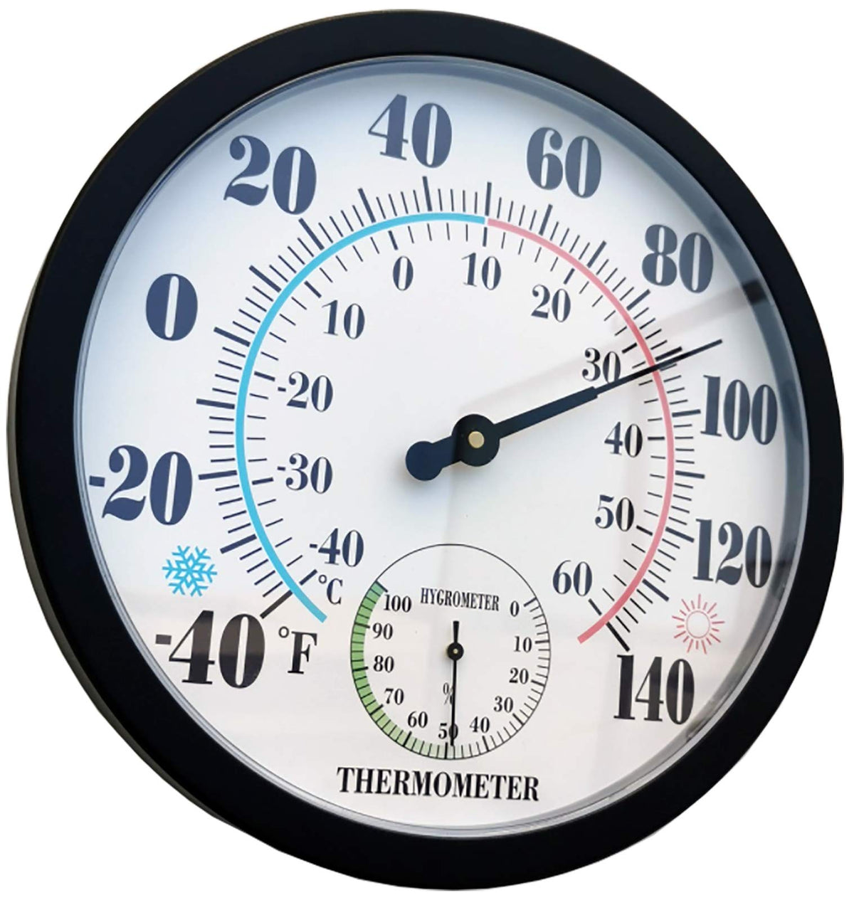 RTWAW indoor-outdoor thermometer with a large dial for quick reading.