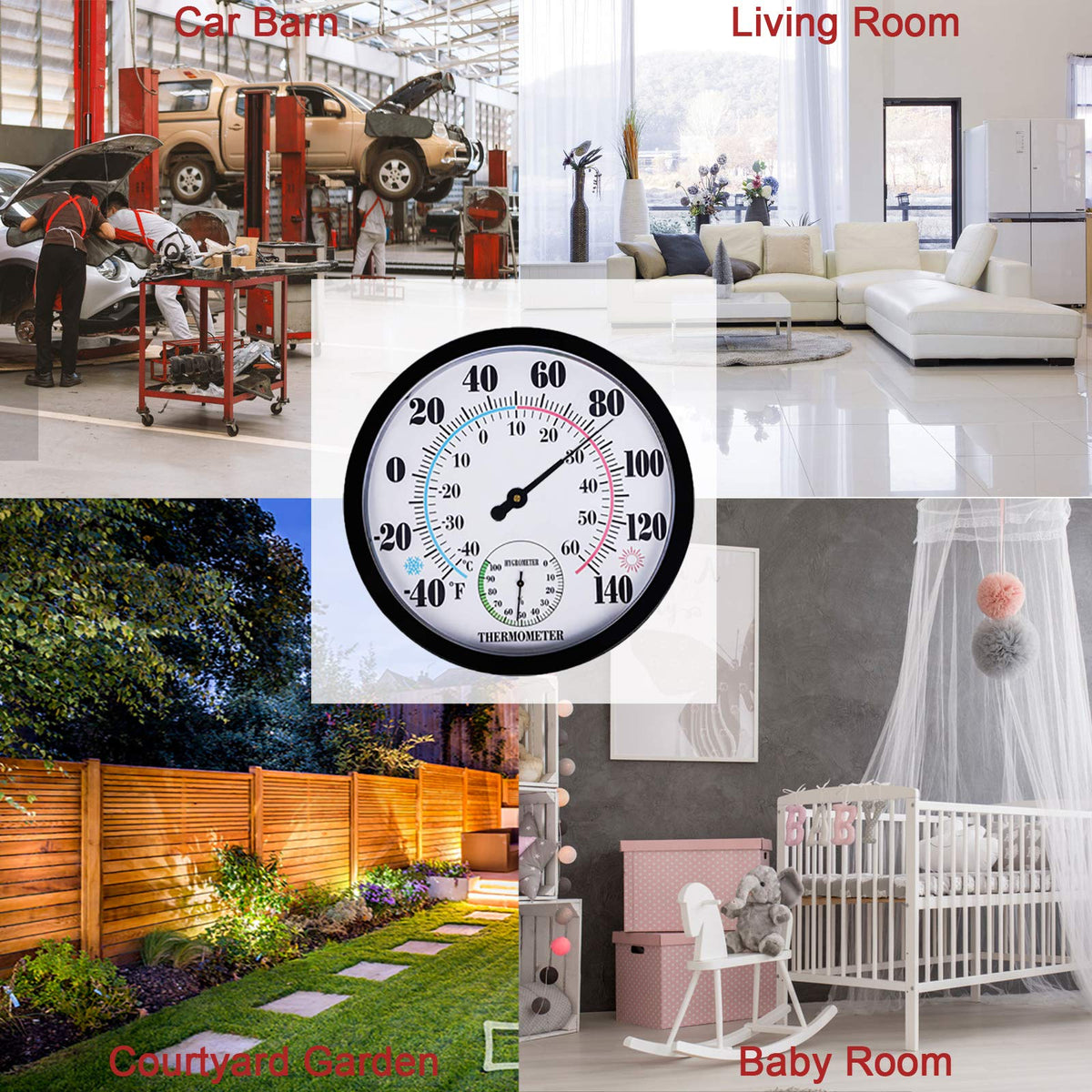 RTWAW waterproof thermometer suitable for porch or garage use.