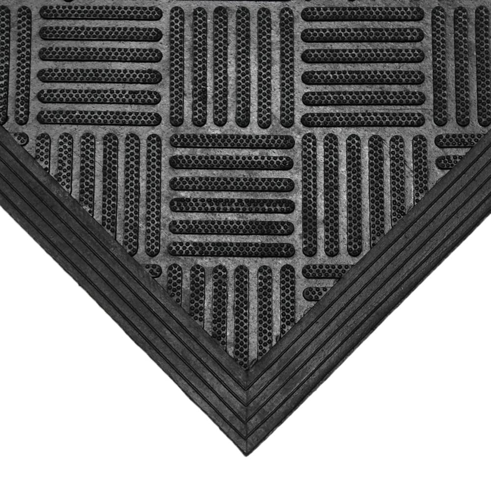 Dura-Scraper Checkered mat offers rugged rubber for long-lasting use.