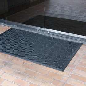 Rubber-Cal Dura-Scraper Checkered edge detail highlights sturdy construction.