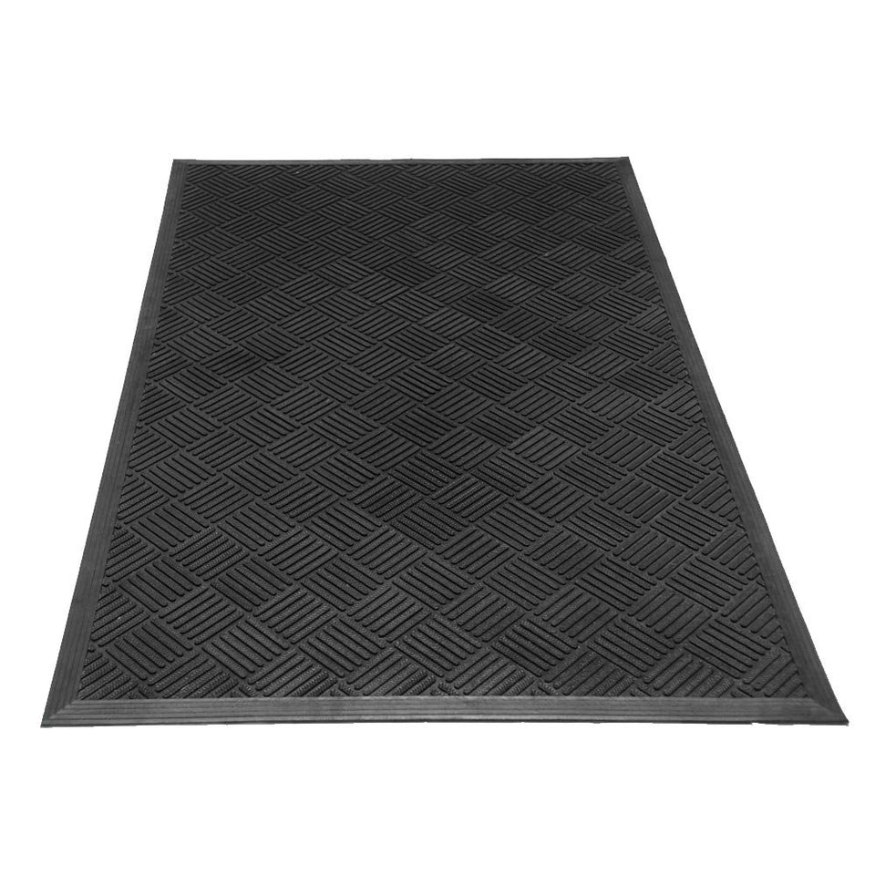 Rubber-Cal Dura-Scraper Checkered texture improves traction for busy entryways.