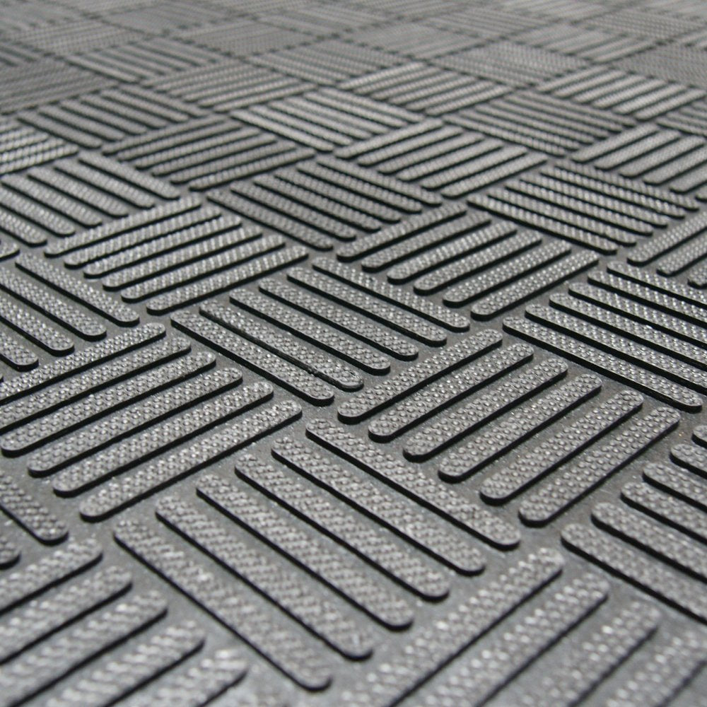 Rubber-Cal Dura-Scraper Checkered closeup shows durable reclaimed rubber material.