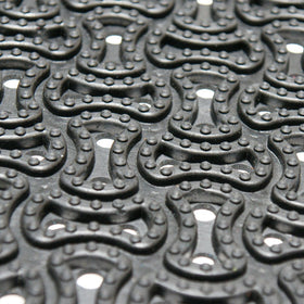 Rubber-Cal Dura-Scraper Drainage mat at front door supports clean, dry interiors.