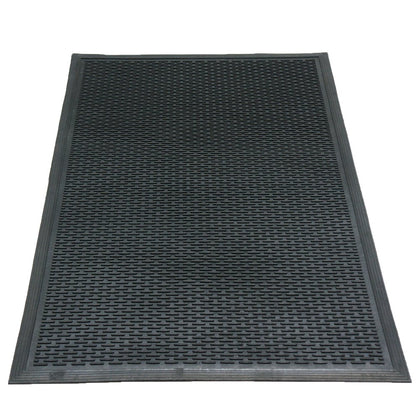 Rubber-Cal Dura-Scraper Linear 2x3 mat traps moisture at doorways for safer entry.