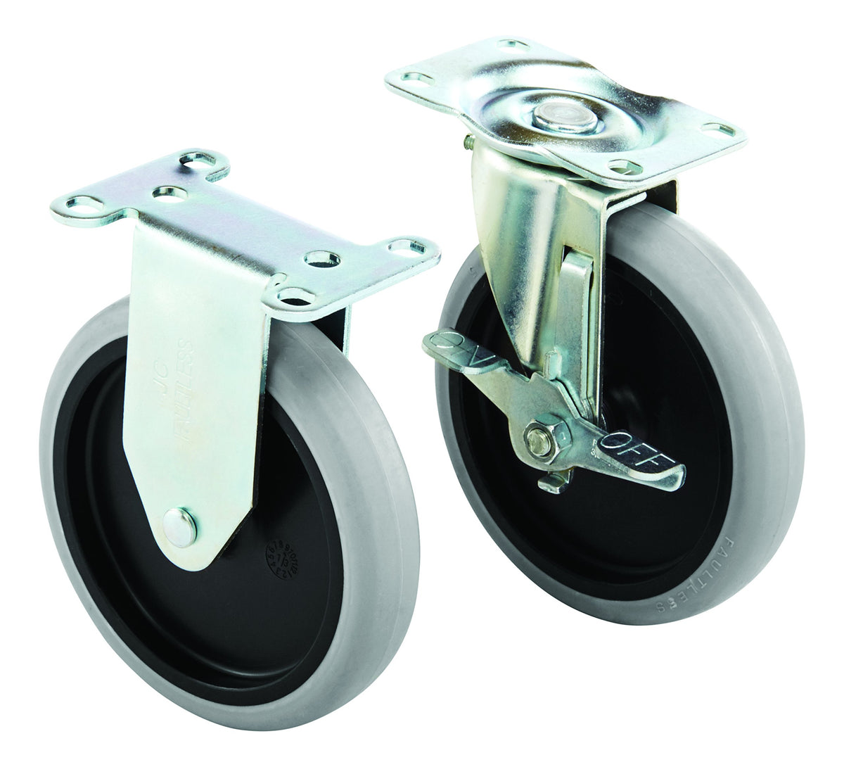 Rubbermaid fixed caster offers reliable support on uneven floors.