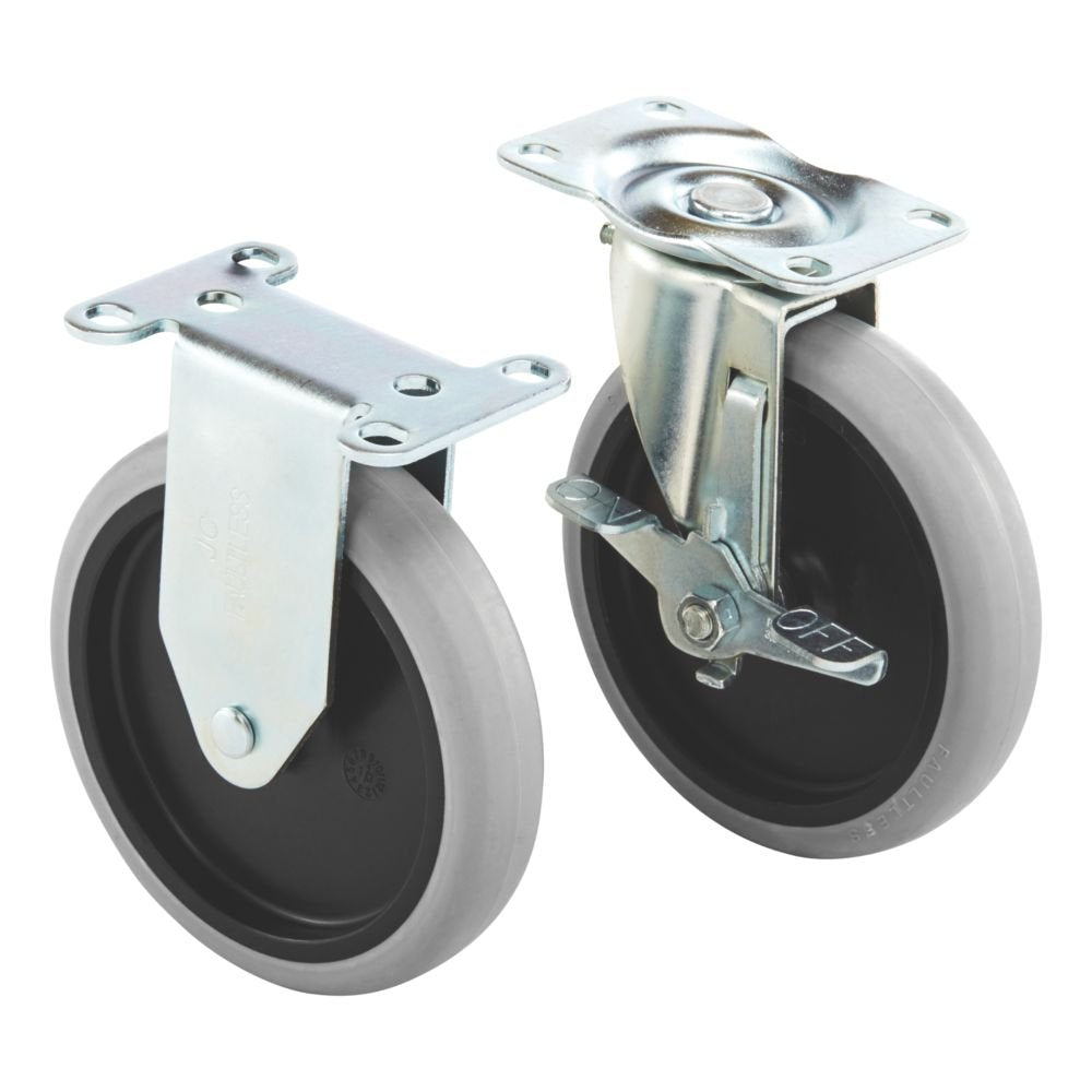 Rubbermaid swivel locking caster demonstrates cart stability for precise moves.