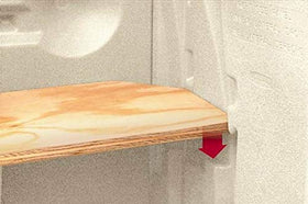 Rubbermaid Compact Vertical Shed exterior blend demonstrates unobtrusive beige/brown aesthetic.