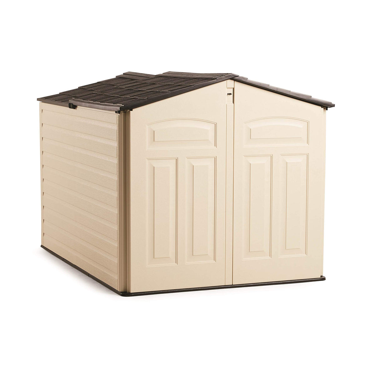 Rubbermaid Slide-Lid Shed front view for discreet backyard tool storage