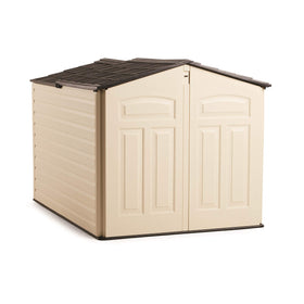 Rubbermaid Slide-Lid Shed front view for discreet backyard tool storage