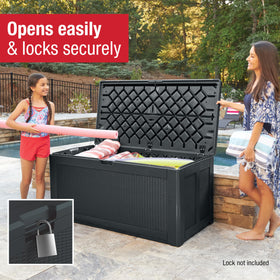 Lockable feature adds security for outdoor storage.