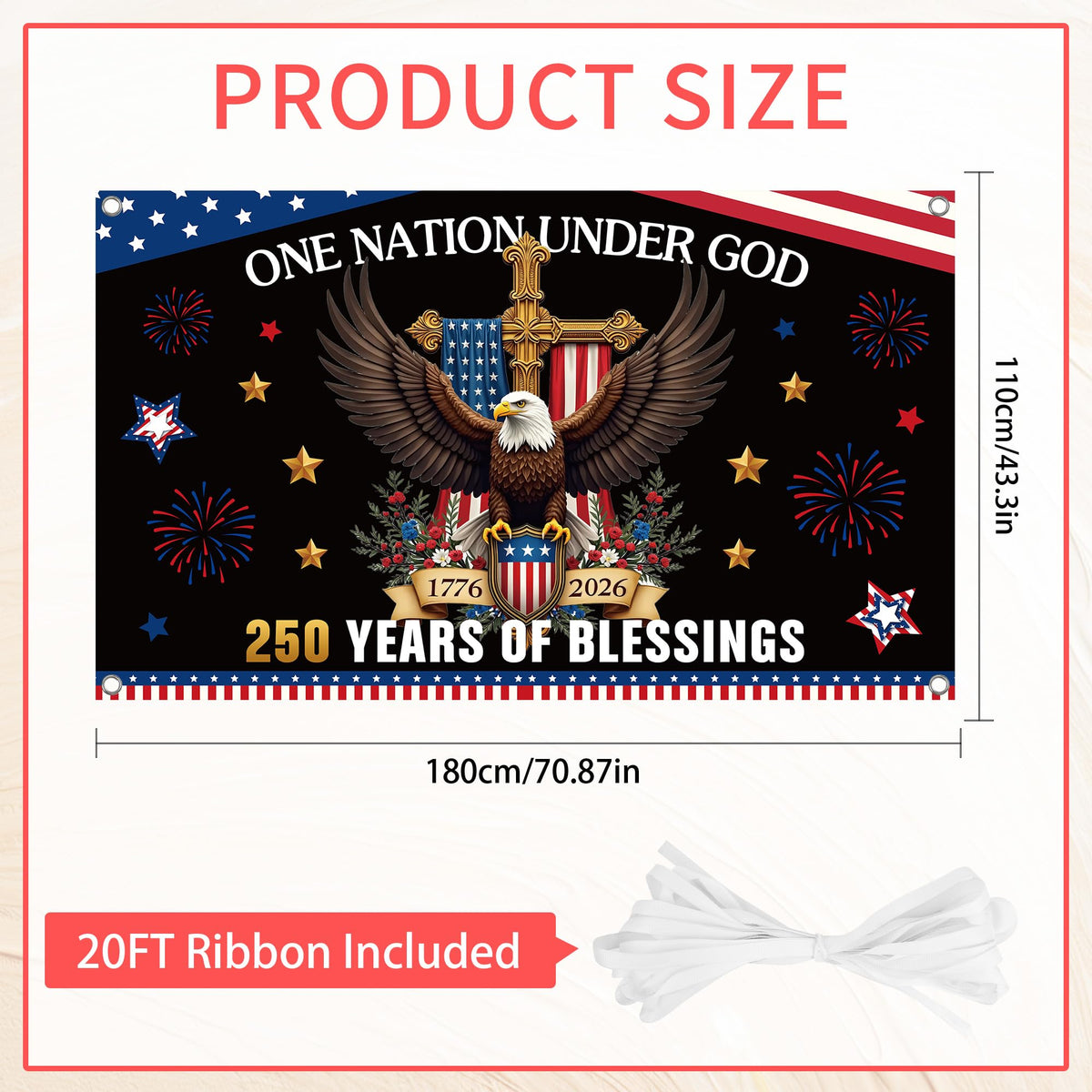 RUBOAOA eagle-cross motif banner for a bold patriotic backdrop.