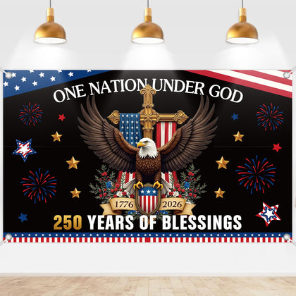 RUBOAOA full-size USA banner displaying 1776-2026 milestone for outdoor celebrations.