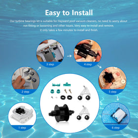 Rugam soft-roller A-frame and bearings ensure smooth pool surface contact