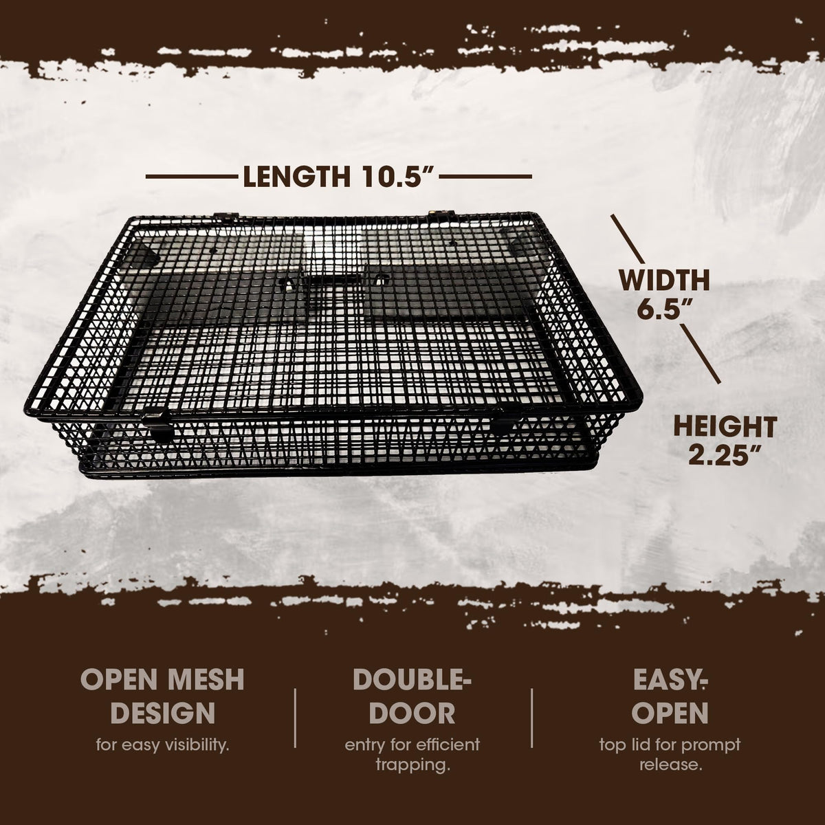 Rugged Ranch Mousinator top lid open demonstrates quick release away from property