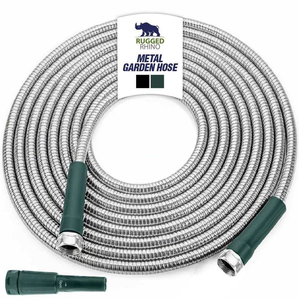 RUGGED RHINO metal hose 25ft with 750psi burst for powerful outdoor cleaning