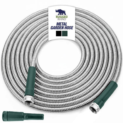 RUGGED RHINO metal hose 25ft with 750psi burst for powerful outdoor cleaning