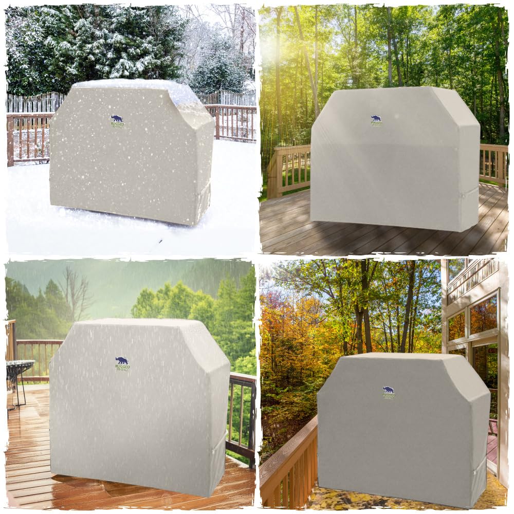 Rugged Rhino six-size fit ensures a snug shield for most grills.