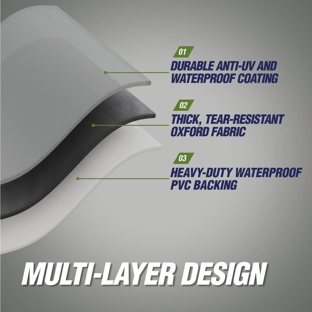 Rugged Rhino waterproof PVC-laminate grill cover prevents moisture intrusion
