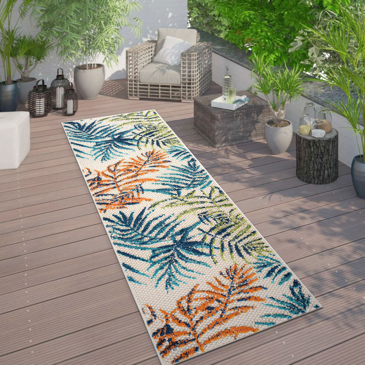 Rugshop Bahama Palm Frond 2x7 runner ideal for hallways and entryways.