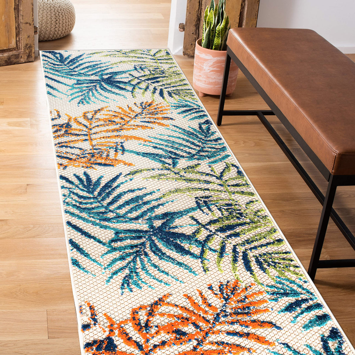 Rugshop Bahama Palm Frond durable performance suits busy family rooms and porches.