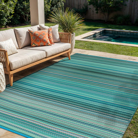 Rugshop 5x7 blue stripe rug with durable construction and practical design.