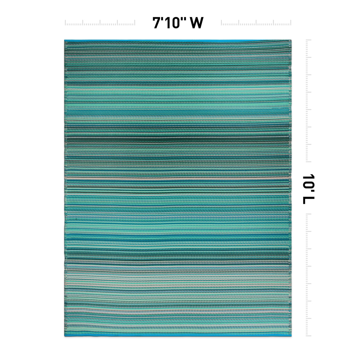 Rugshop blue outdoor rug on backyard deck with UV protection