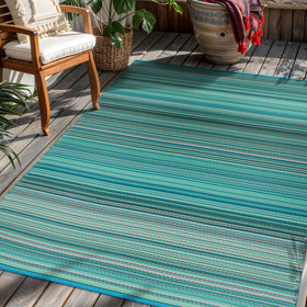 Rugshop easy-clean rug; rinse with hose and dry in sun for best results.