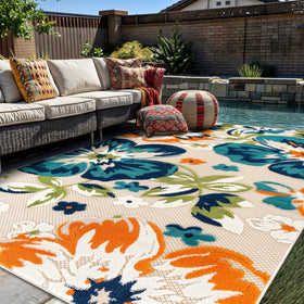 Rugshop Multi Bergamo floral color-retention rug keeps colors vibrant over seasons.