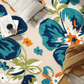 Rugshop Multi Bergamo floral kitchen-high-traffic rug endures spills and heavy foot traffic.