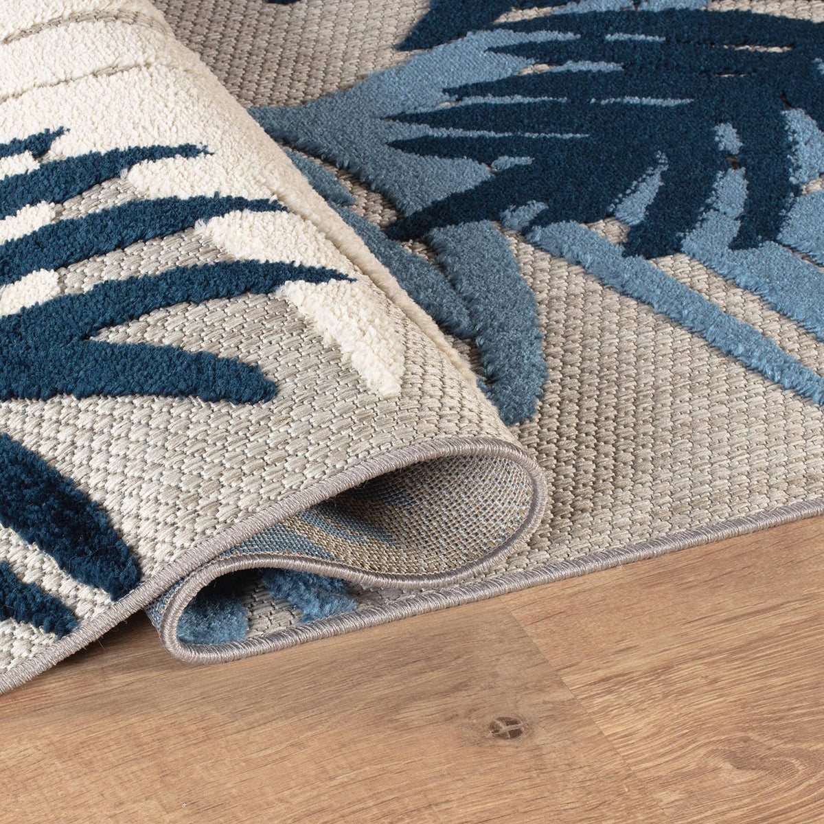 Rugshop navy Lucca floral rug in dining room, durable high-traffic option.