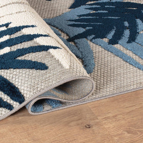 Rugshop navy Lucca floral rug in dining room, durable high-traffic option.