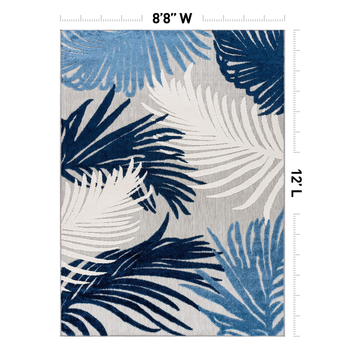 Rugshop Navy Lucca floral rug for indoor living rooms, easy to clean.