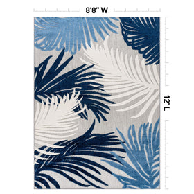 Rugshop Navy Lucca floral rug for indoor living rooms, easy to clean.