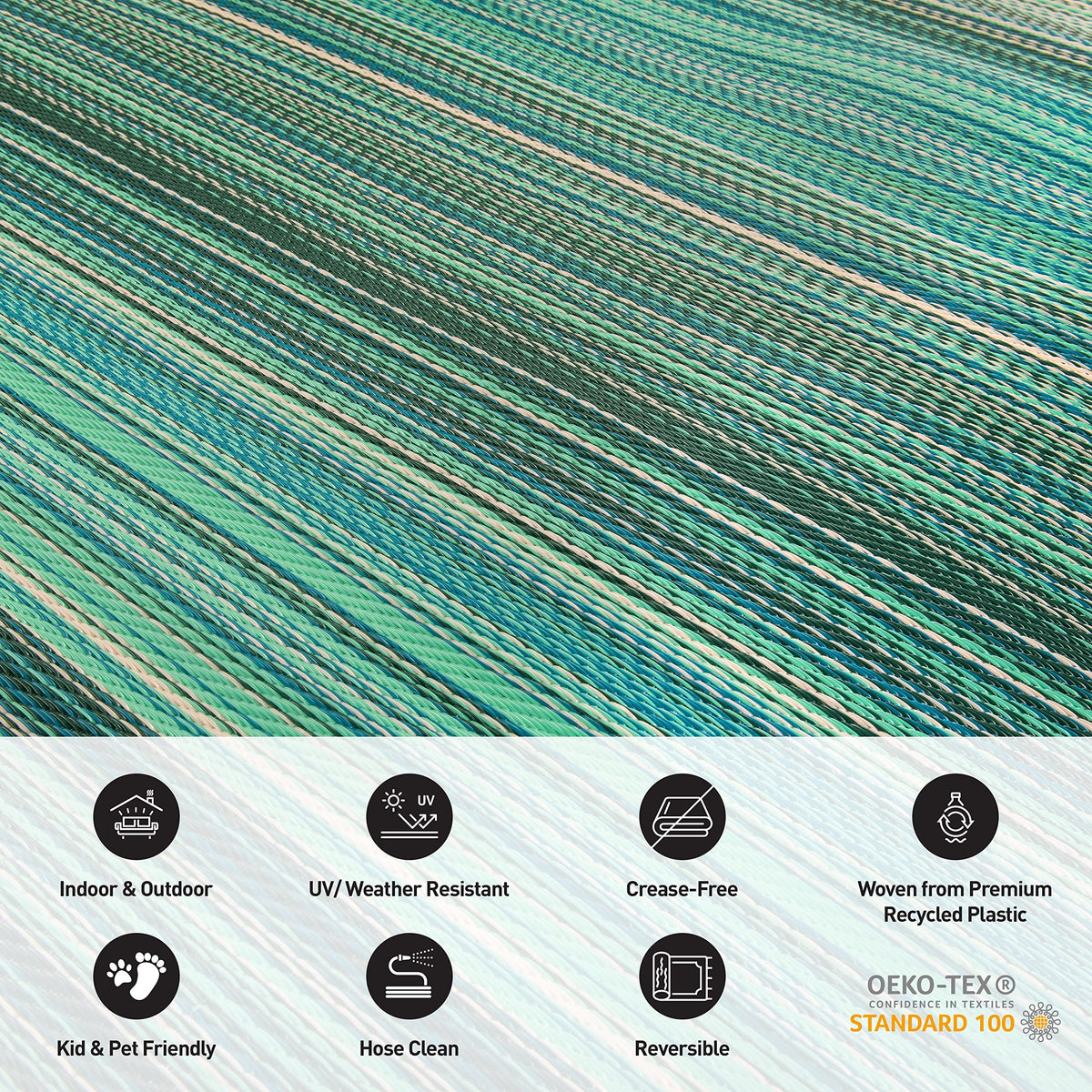Rugshop reversible indoor/outdoor rug showing two looks for high-traffic areas.