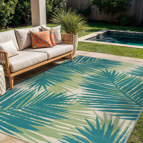 Rugshop tropical floral backyard rug brightens the space with botanical styling