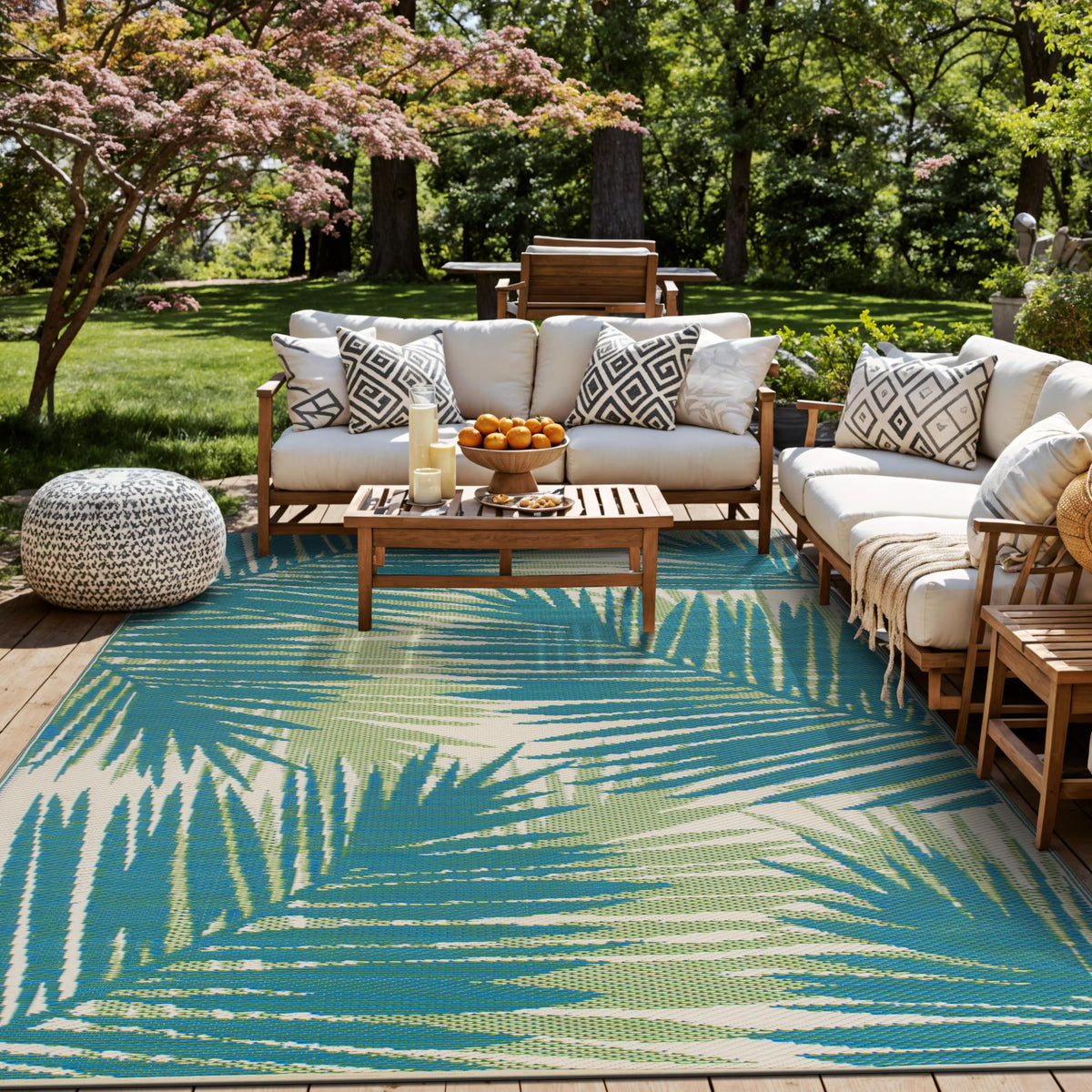 Rugshop tropical floral outdoor rug on sunny patio for versatile outdoor living