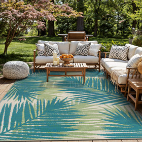 Rugshop tropical floral outdoor rug on sunny patio for versatile outdoor living