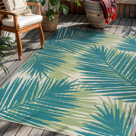 Rugshop tropical floral reversible outdoor rug patio; vibrant pattern, easy to clean.