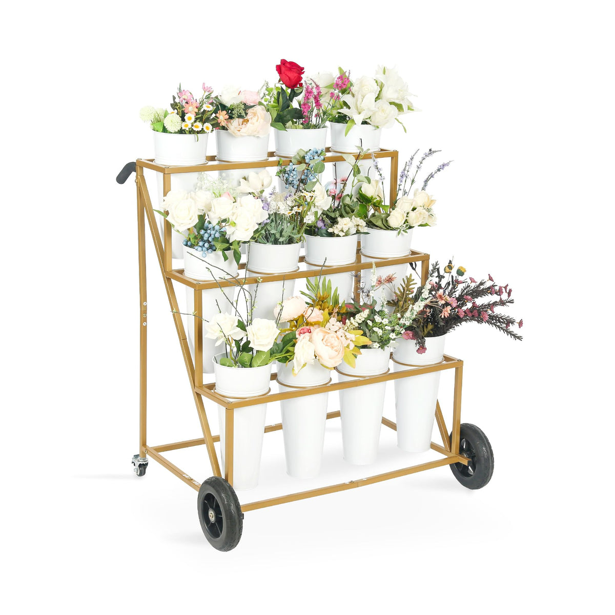 Ruifabo flower bar stand with 12 metal buckets for outdoor displays