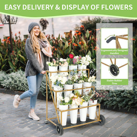Ruifabo flower bar stand assembly being prepared for setup