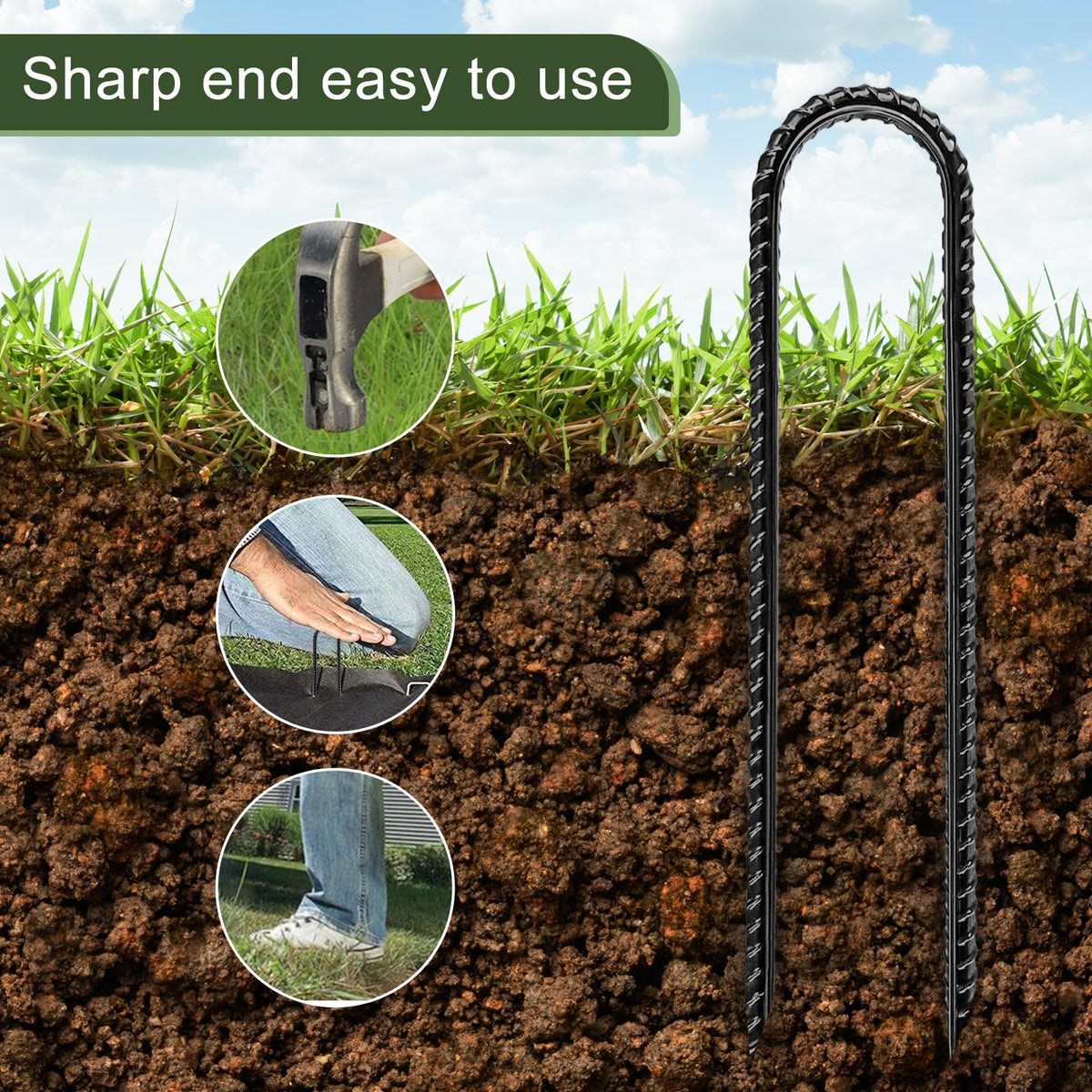 RUIJOROO robust stakes secure artificial grass and outdoor decor without wobble