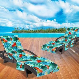 Ruikyhom beach chair cover showing top and side pockets for belongings