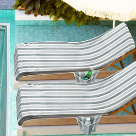 Ruikyhom 2-pack lounge chair covers ready for paired outdoor setups.