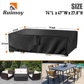Ruimoy cover shows tear-resistant seams guarding against weather and debris.