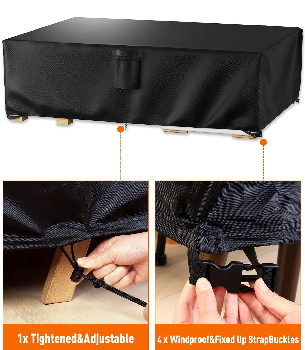 Ruimoy windproof buckles keep the cover in place on breezy days