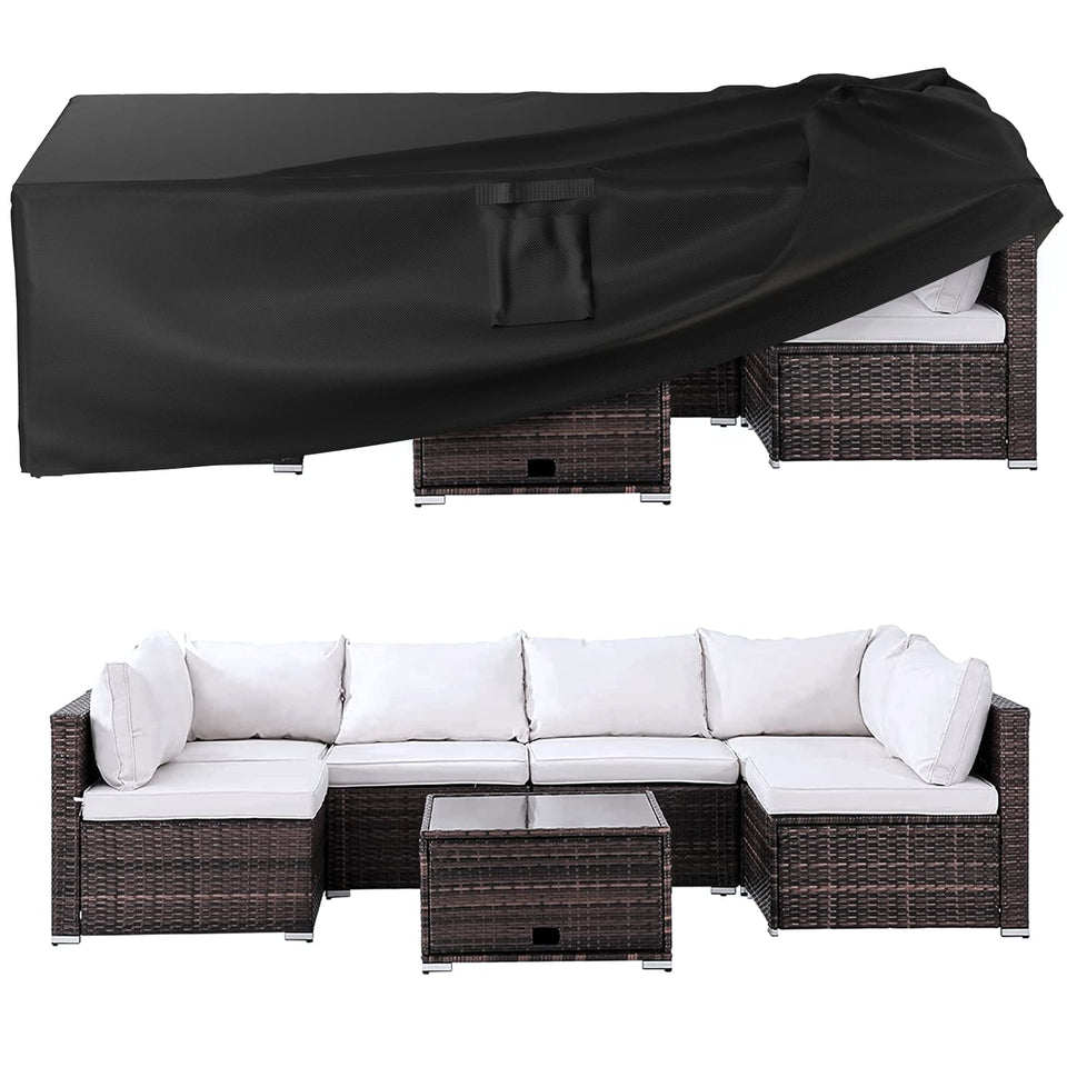 Ruimoy patio cover 111-in-long shields furniture from rain and sun.