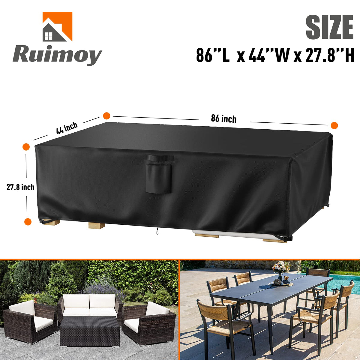 Ruimoy 86x44x27.8 inches cover for chairs shielding dust and leaves
