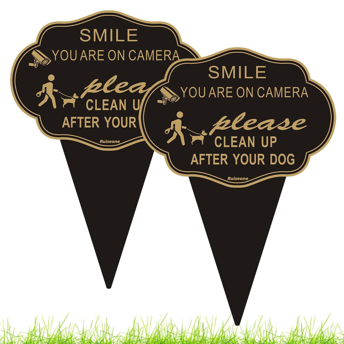 Ruiseone clean-up dog sign, double-sided 14x10, helps deter dog poop in yards.