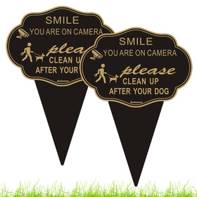 Ruiseone clean-up dog sign, double-sided 14x10, helps deter dog poop in yards.