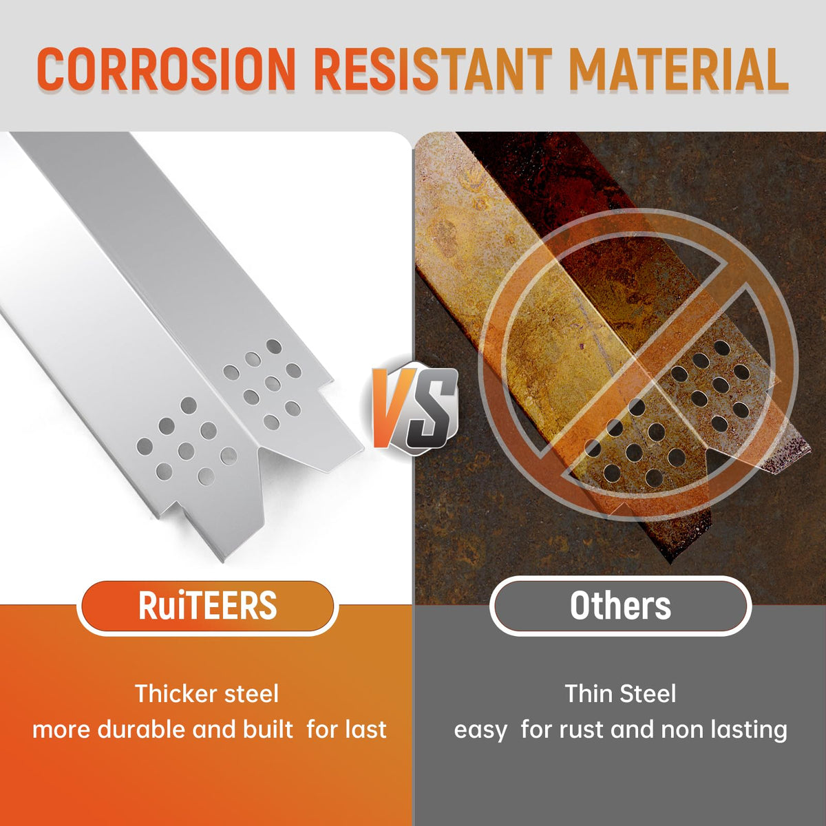 RuiTEERS stainless steel construction withstands high temperatures with minimal warping.